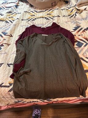 Active USA Women V-Neck Sweaters in Olive Green and Burgundy